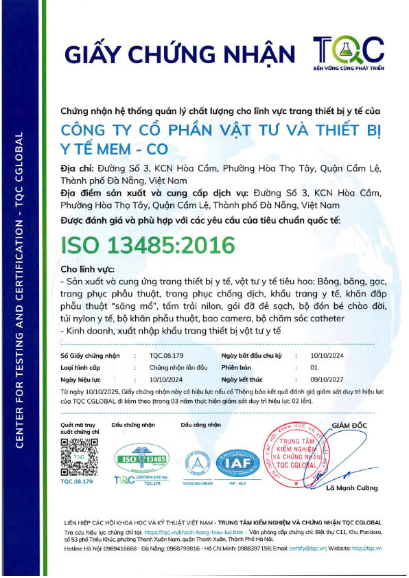 CHỨNG NHẬN QUẢN LÝ CHẤT LƯỢNG ISO 13485